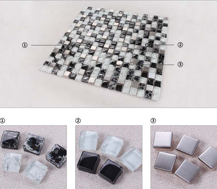 illustrations of features of crack glass tile stainless steel with porcelain base - ks33