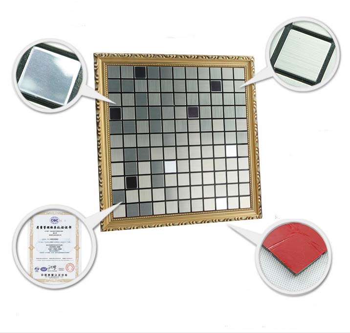 illustrations of features of metallic mosaic  tile brushed aluminum - 6105a