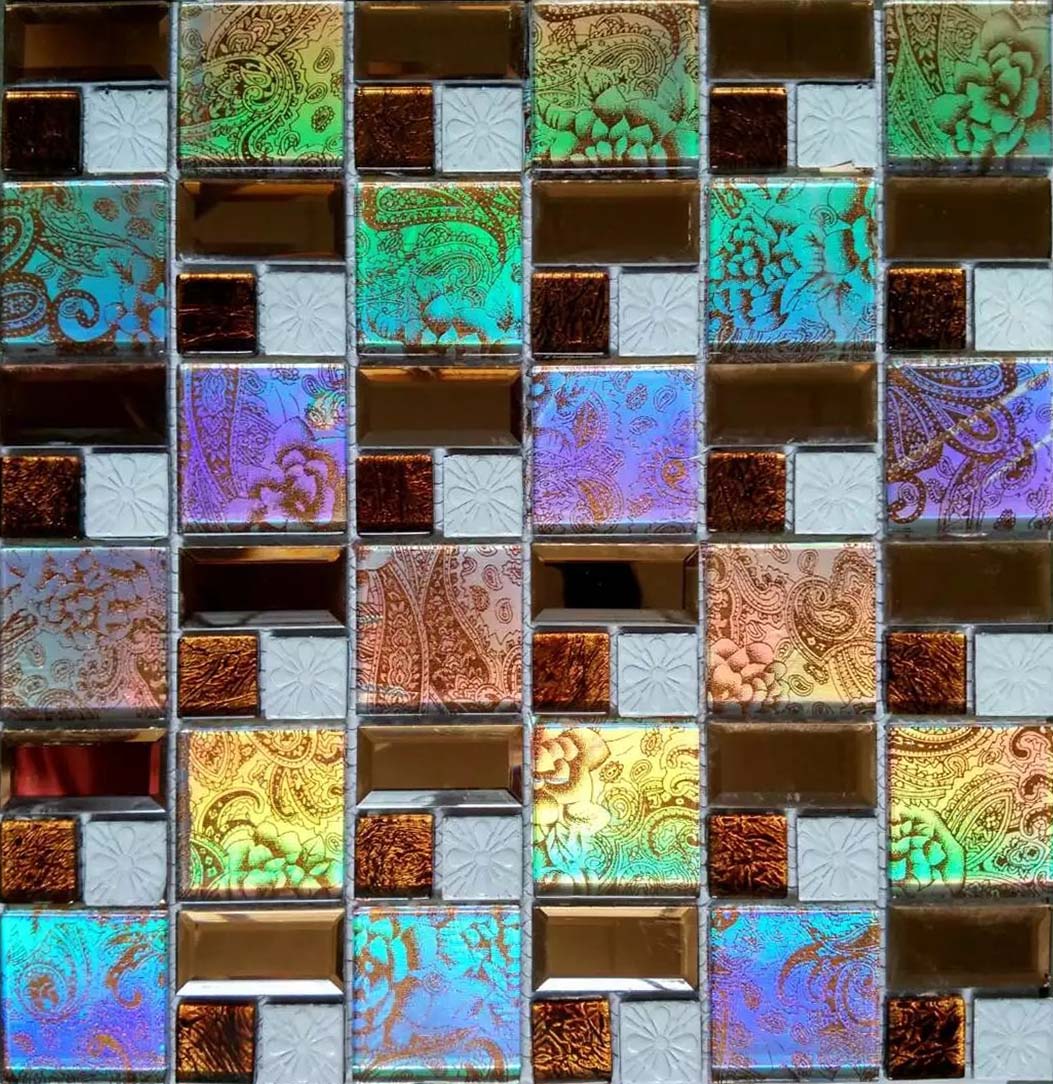 iridescent glass tile mosaic DG 001