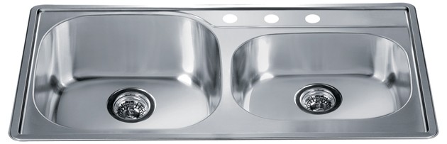 kichen sink 304 stainless steel double bowl small bowl on right - ch355