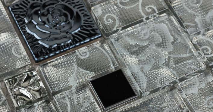 metallic mosaic tile crystal glass 304 stainless steel - hc-140
