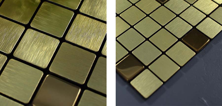 metallic mosaic tile details brushed aluminum 304 stainless steel - 9101