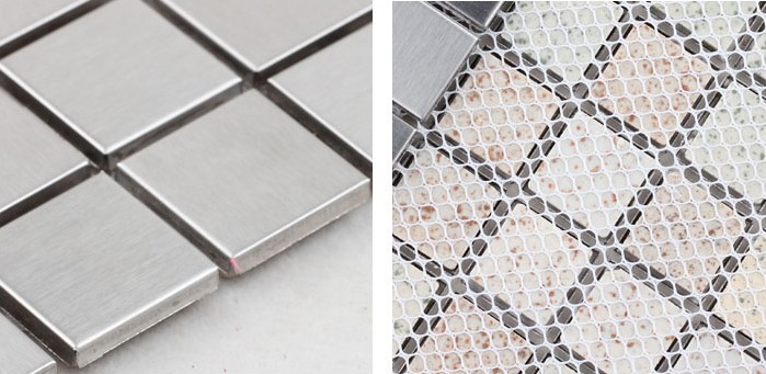 metallic mosaic tile details brushed aluminum 304 stainless steel - HD-092