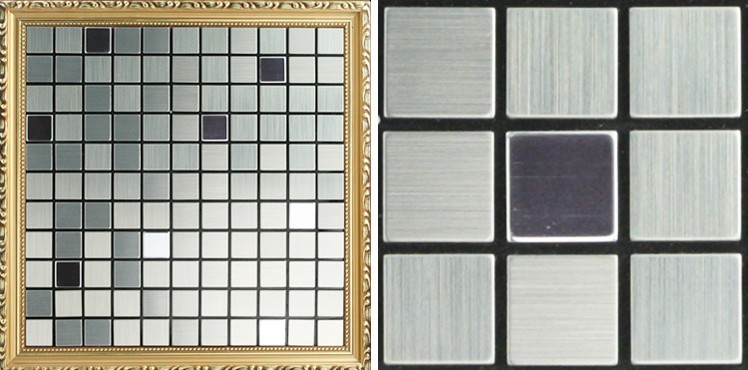 metallic mosaic tile details brushed aluminum stickers - 6105a