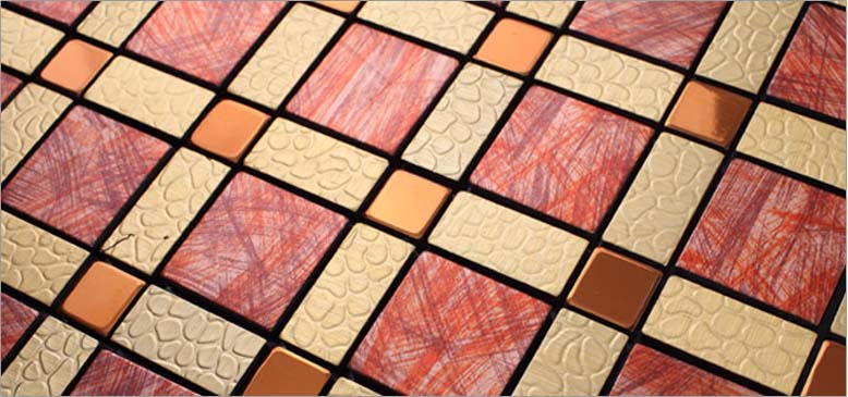 metallic mosaic tile details brushed aluminum wall stickers - fs31503