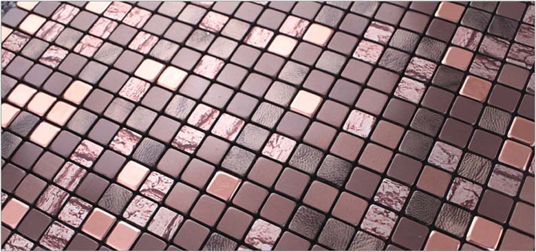 metallic mosaic tile details brushed aluminum wall stickers - mx31010