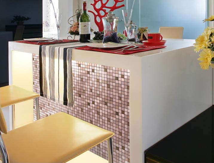 metallic mosaic tile for dining room wall stickers decoration - 9103