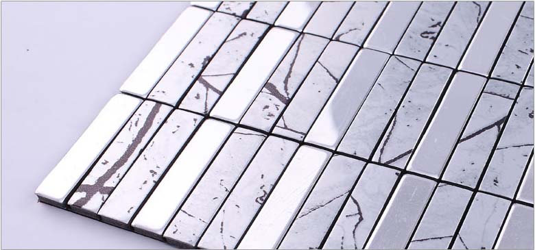 metallic mosaic tile sheets aluminum paneling wall backsplash - ls14302