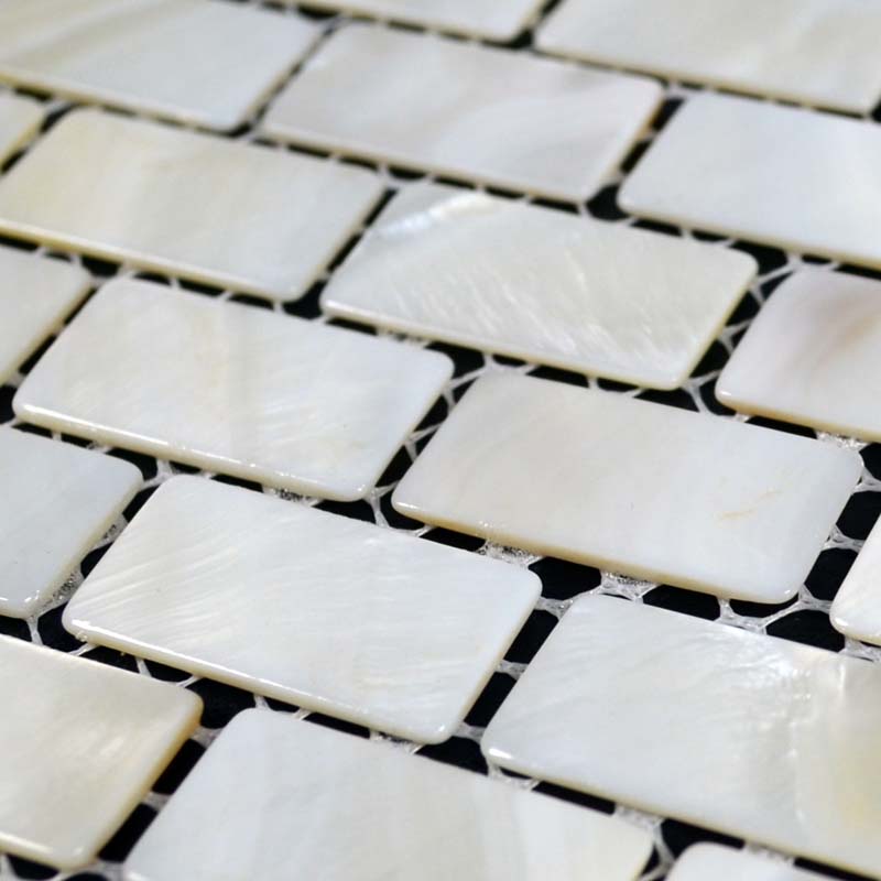 Pearl Mosaic Kitchen Backsplash, Mother Of Pearl Backsplash Mosaic Subway Tile In Natural White