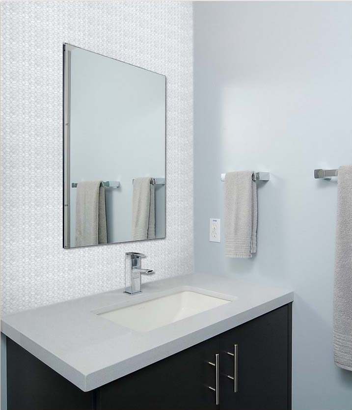 Whole Natural White S Tiles, Mosaic Tile Around Bathroom Mirror