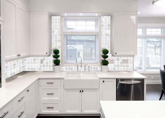 mother of pearl tile kitchen backsplash - st035