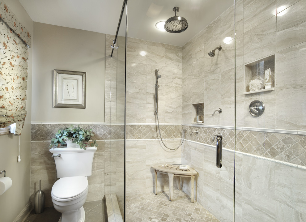 mother of pearl tile shower floor & liner wall - st068