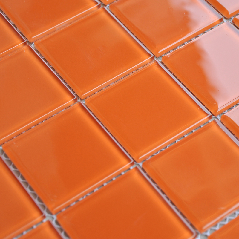 Wholesale Orange Crystal Glass Mosaic Tiles Kitchen Backsplash Design Bathroom Wall Floor Shower Free Shipping