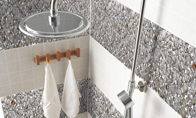 pebble glass mosaic tile crystal backsplash shower wall stickers - 619