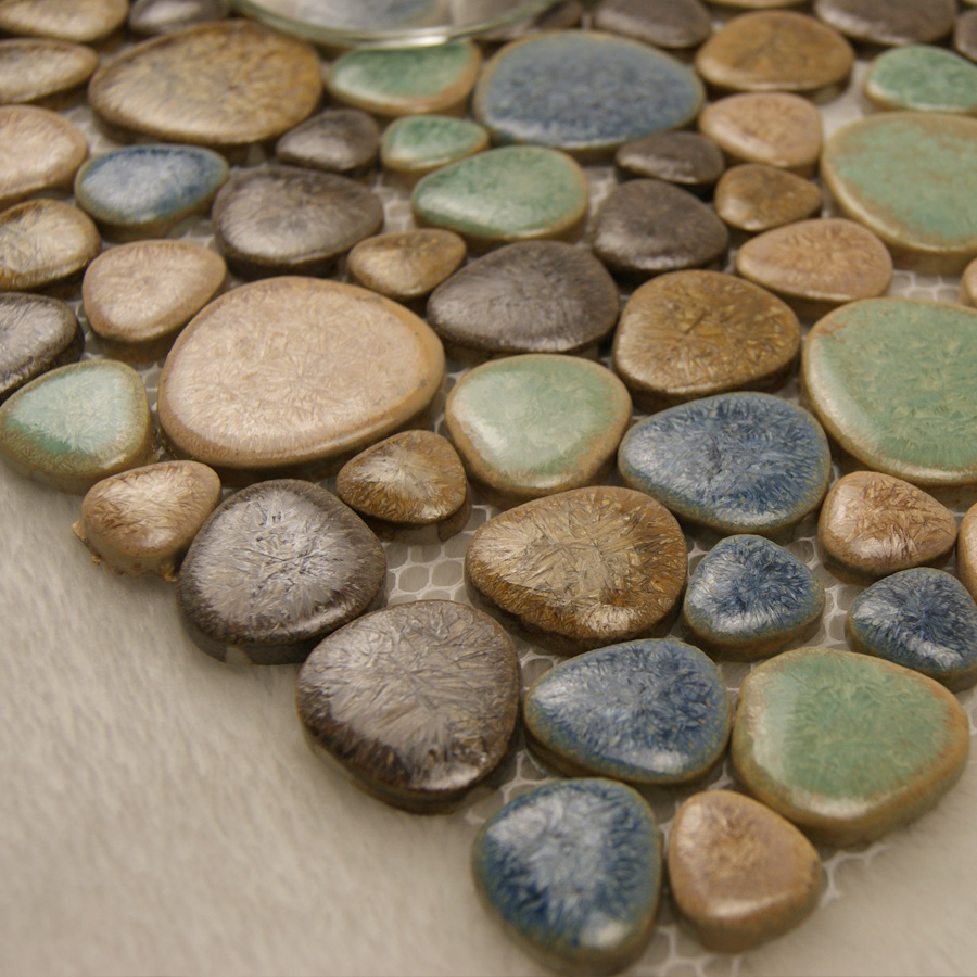 pebble porcelain mosaic tiles kitchen wall backsplash stickers - tc-4789