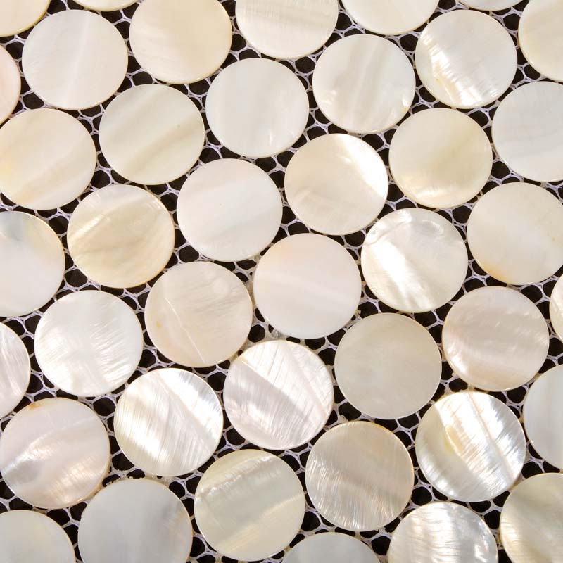 Mother Of Pearl Tiles Penny Round, Round Mirror Tiles