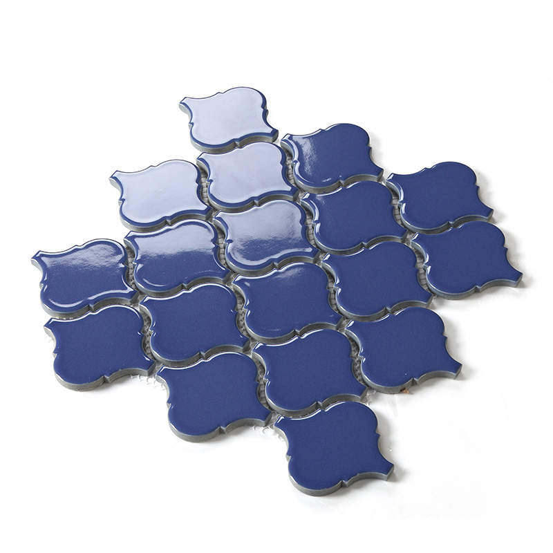 waterjet tiles backsplash dark blue porcelain lantern mosaic tile