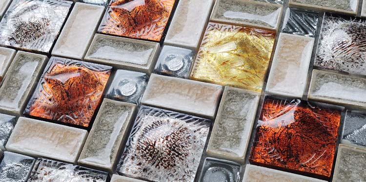 porcelain mosaic tile details crack glass - kf051