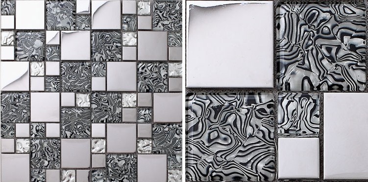 silver 304 stainless steel metal crystal glass tiles sheet - 1941-1