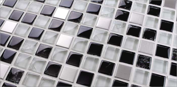 back of the metallic mosaic tile crack glass stainless steel - ks33