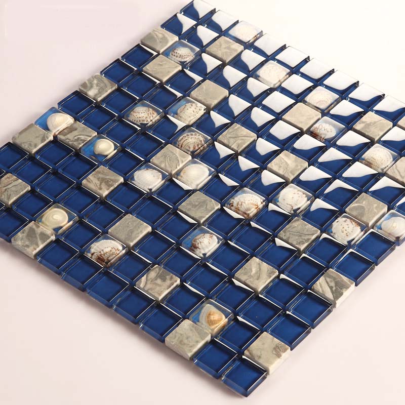 stone glass mosaic tile shell marble blue wall stickers- 616