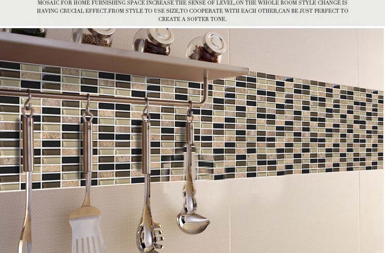 stone glass mosiac tiles kitchen wall backsplash-stickers - 605