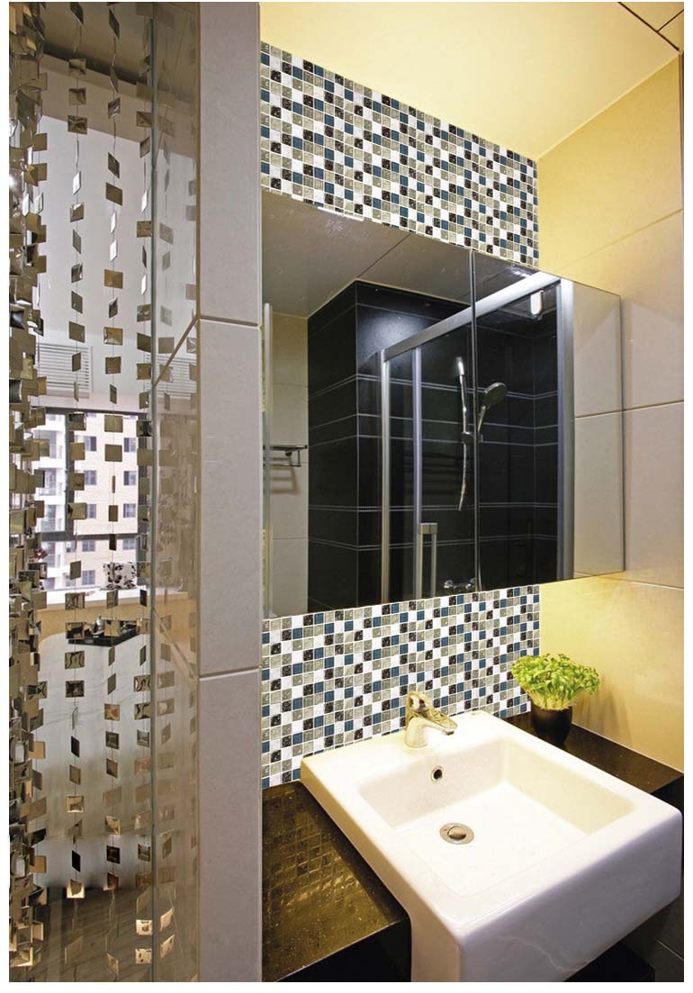 stone glass mosiac tiles washroom crackle floor - l316