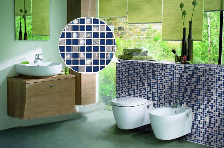 stone glass shell blend mosaic tiles washroom backsplash floor and wall stickers - 616