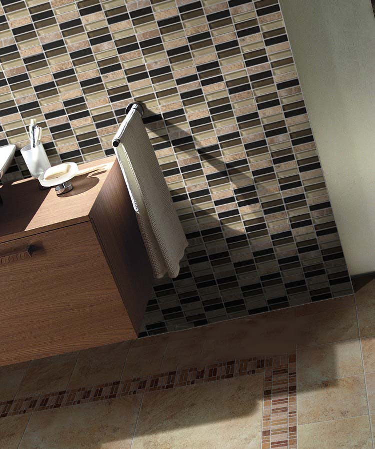 stone mosai tile sheet strip glass washroom wall sticker - 605
