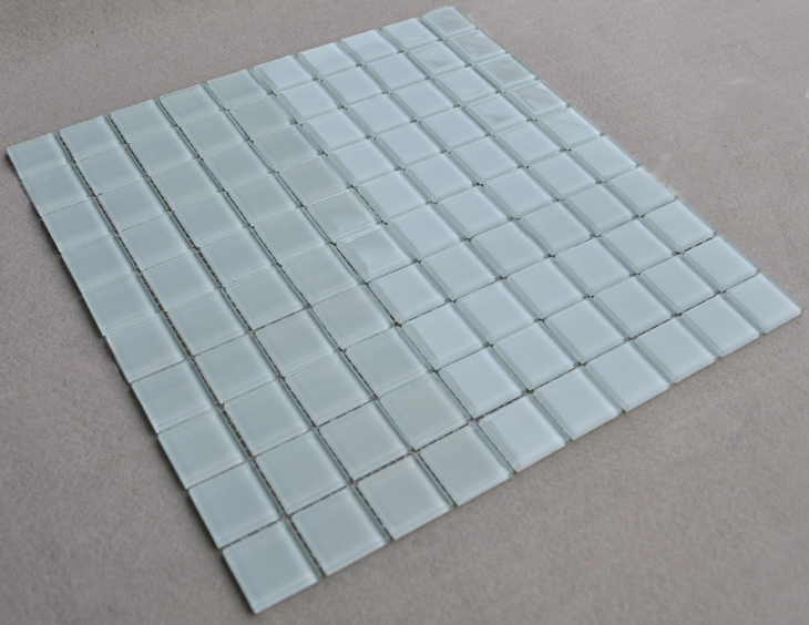 white crystal glass tile mosaic wall stickers sheet - sjb002